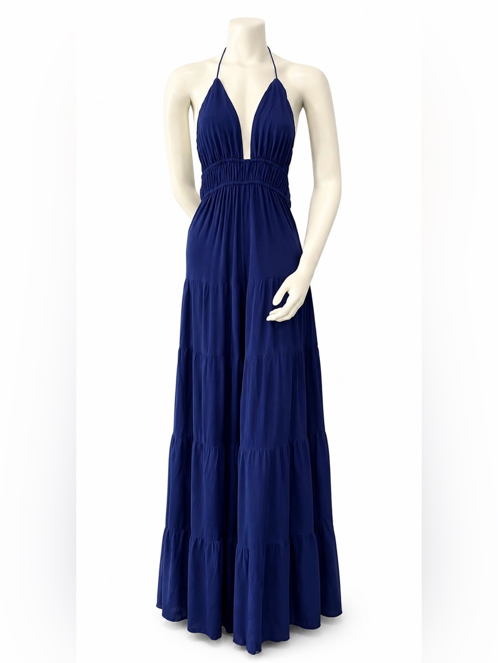 NWT Navy Halter Wide Leg Jumpsuit Open Back Tassel Size S SHEIN VCAY - Picture 2 of 10
